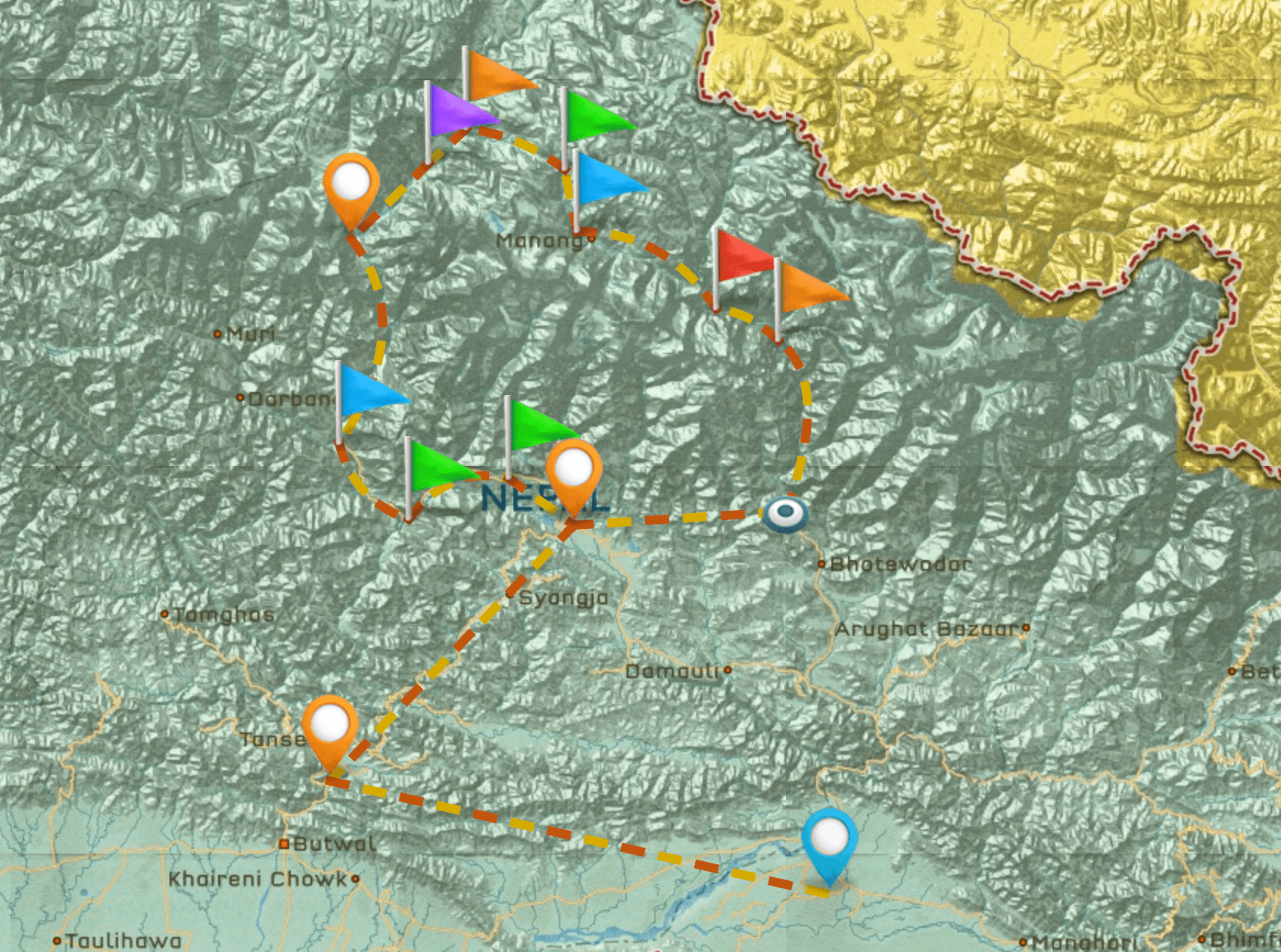 Map of Nepal Travel Itinerary #3