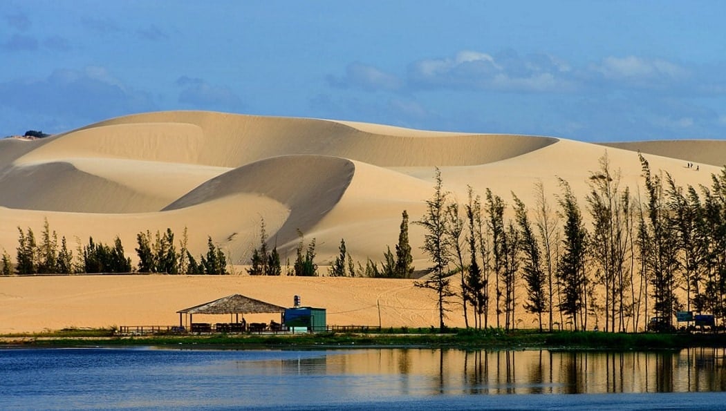 Sand dunes at a beautiful beach in Vietnam at Mui Ne