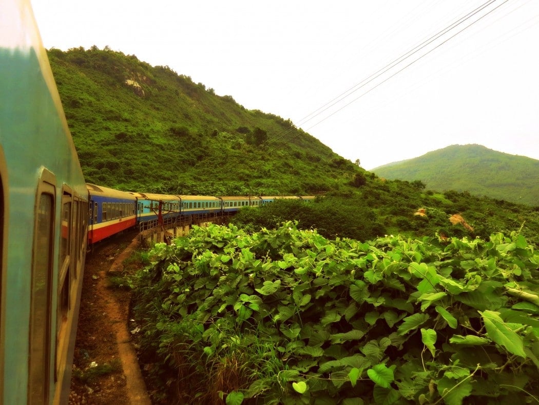 A public train in Vietnam with cheap transport costs