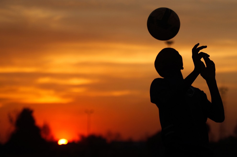 Playing games at sunset in East Africa