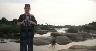 Lucy Smiles Away Meditating Backpacker
