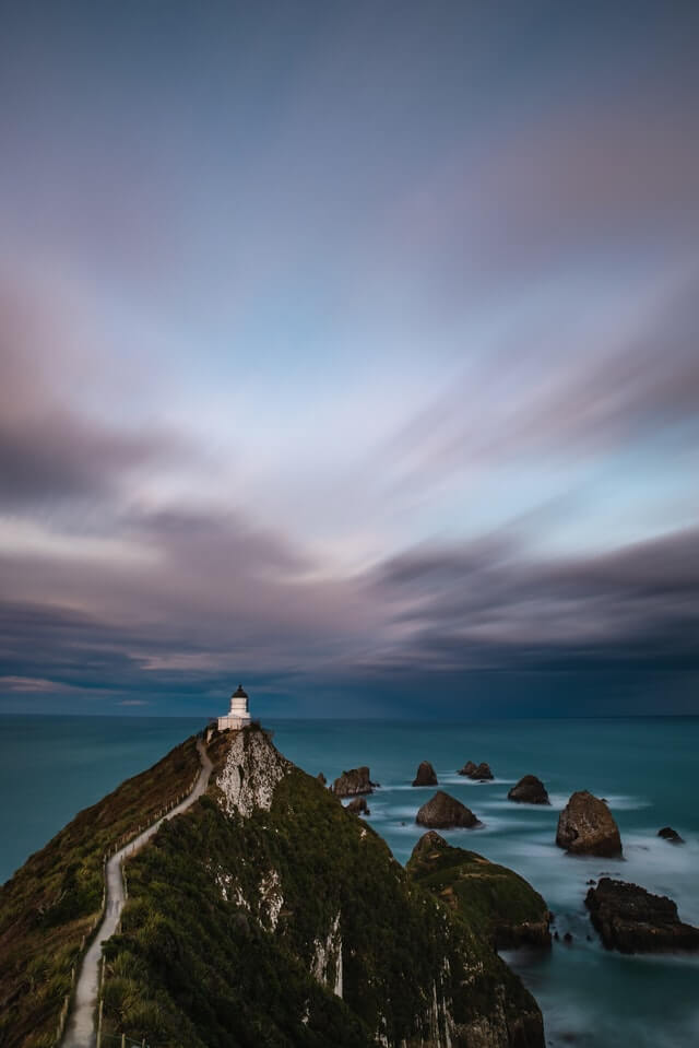 Nugget Point Lighthouse - point of interest on the southern coast of New Zealand