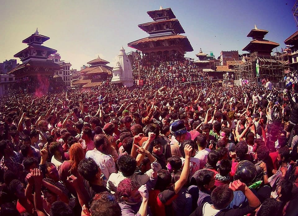 Holi festival in Kathmandu, Durbar Square