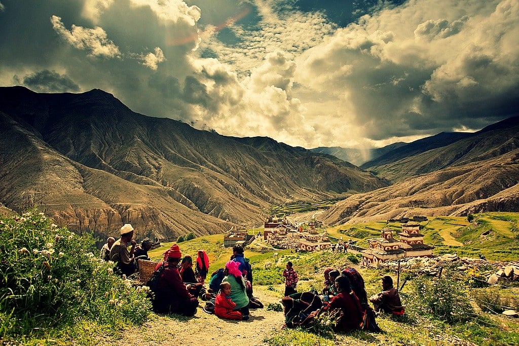 A family in a village while staying at a homestay in Nepal.