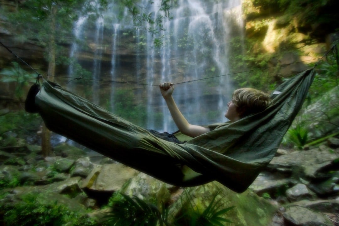 Camping in Meemure in a hammock