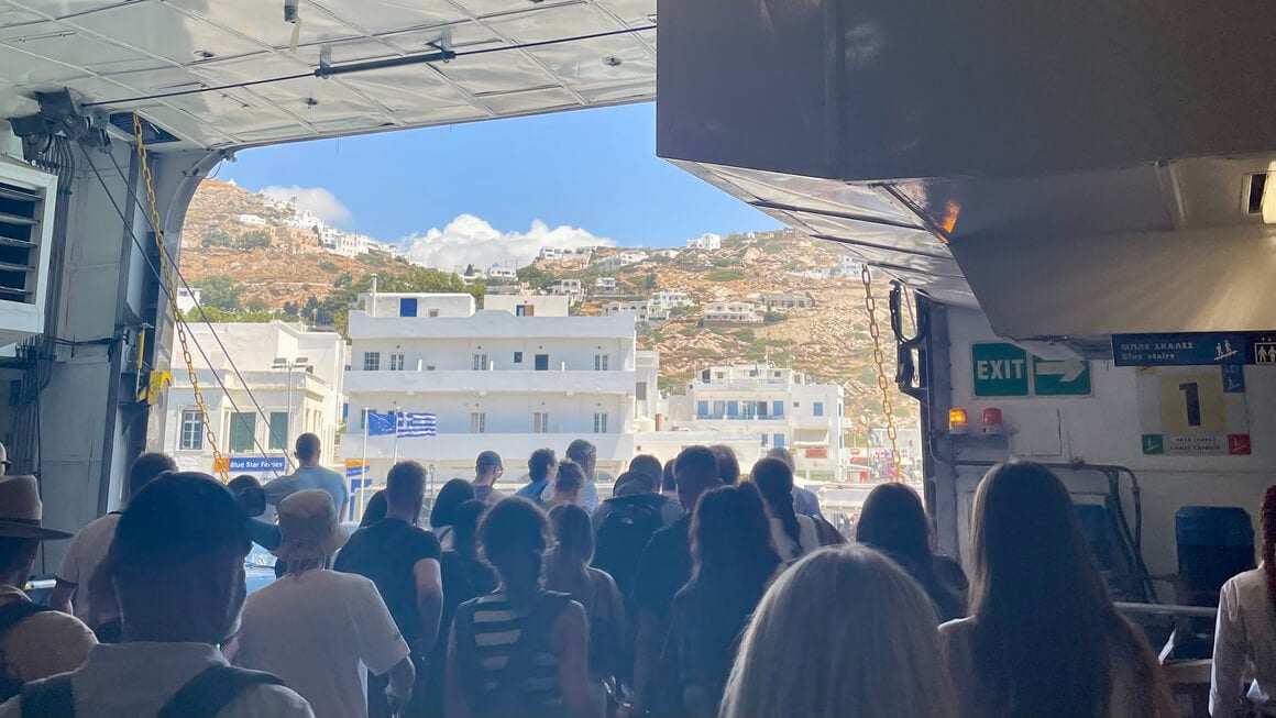 Getting off the ferry in the greek islands