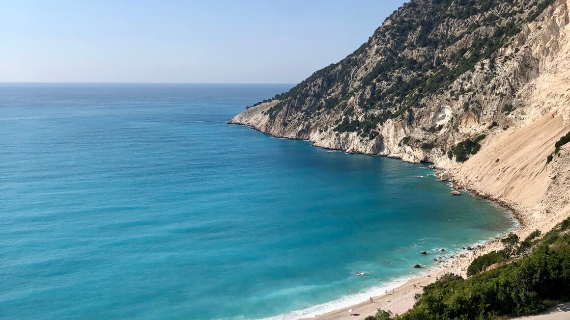 view over the beach in divarata kefalonia