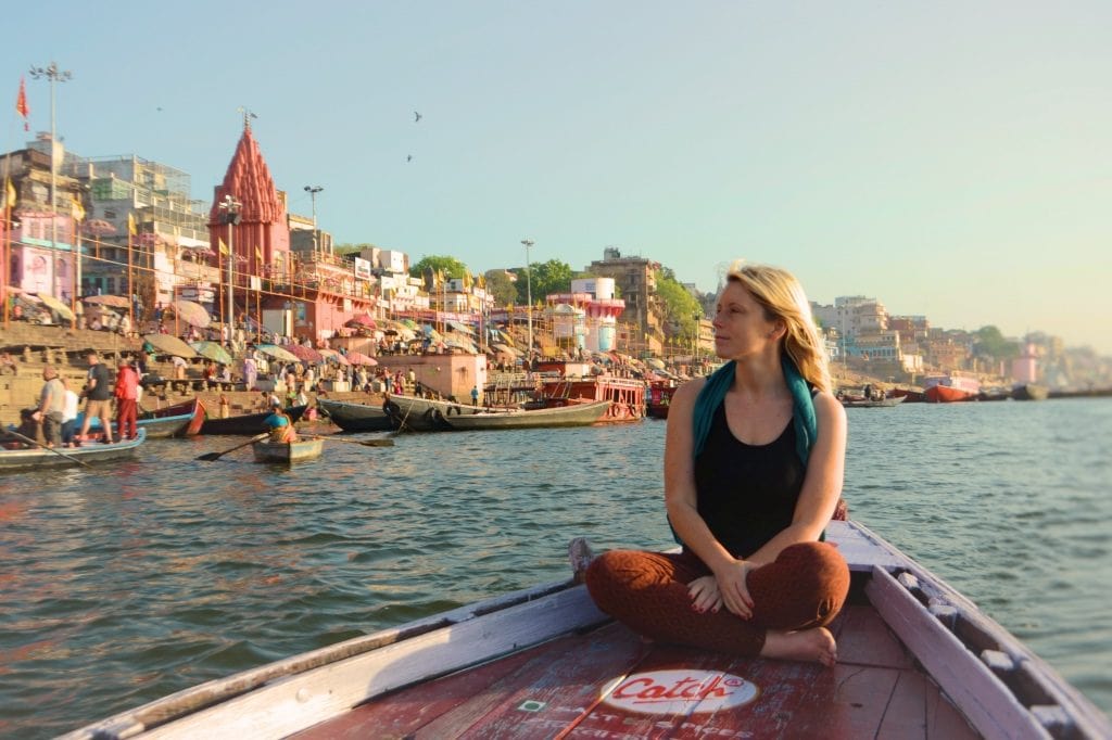 lady boating in the river India