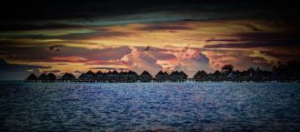 beautiful sunset over Tahiti, French Polynesia
