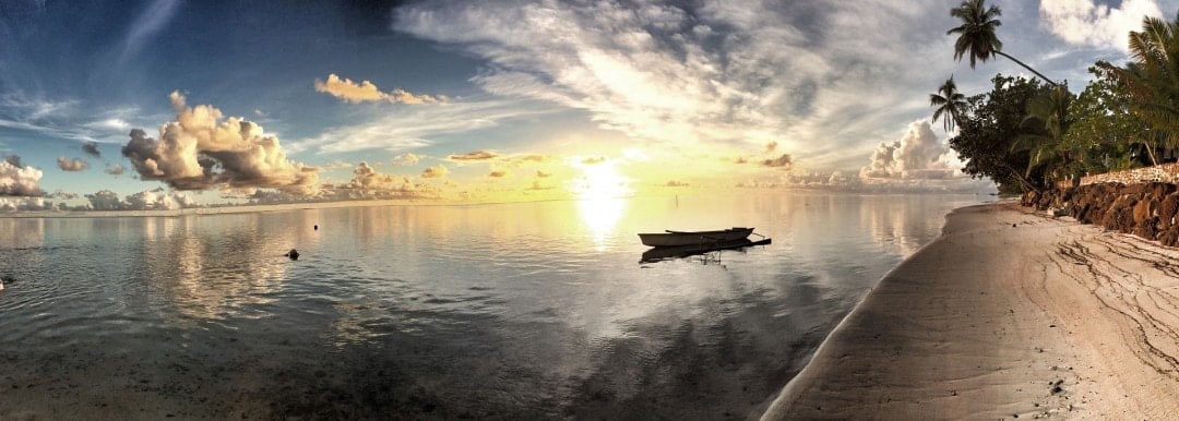 Tahiti Country in the pacific islands during sunset