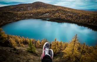 Traveller enjoying the natural scenic beauty