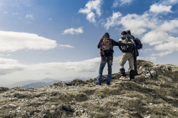 Stopping for a rest while hiking to Machu Picchu