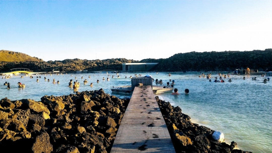 Footprints on boardwalk at Blue Lagoon