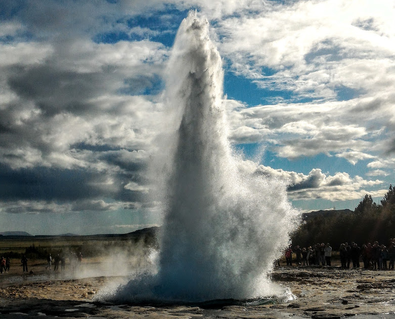 Strokkur Geyser watched by crowd