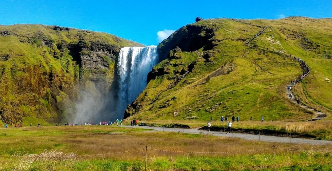 Skogafoss is a must-see destination on the Ring Road