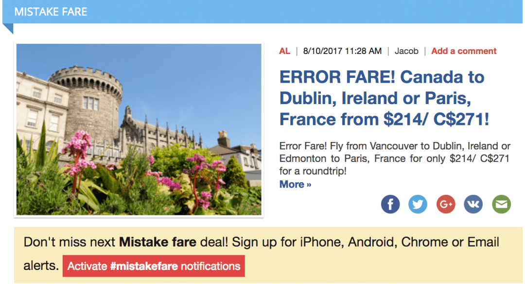 Error Fare Flight from Fly4free