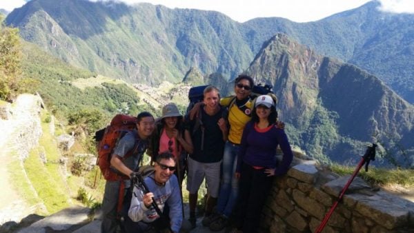 Sun Gate Overlook at the end of trekking the Incan trail