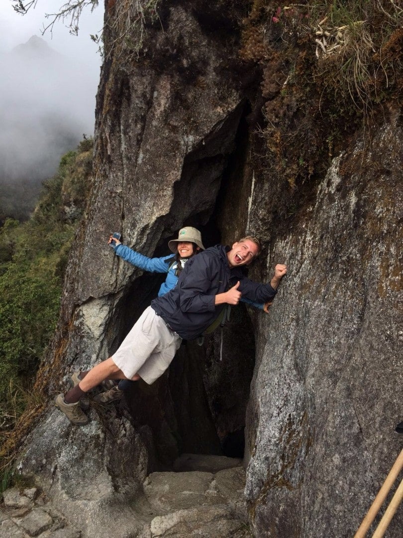 Inca Trail Hiking through tunnels