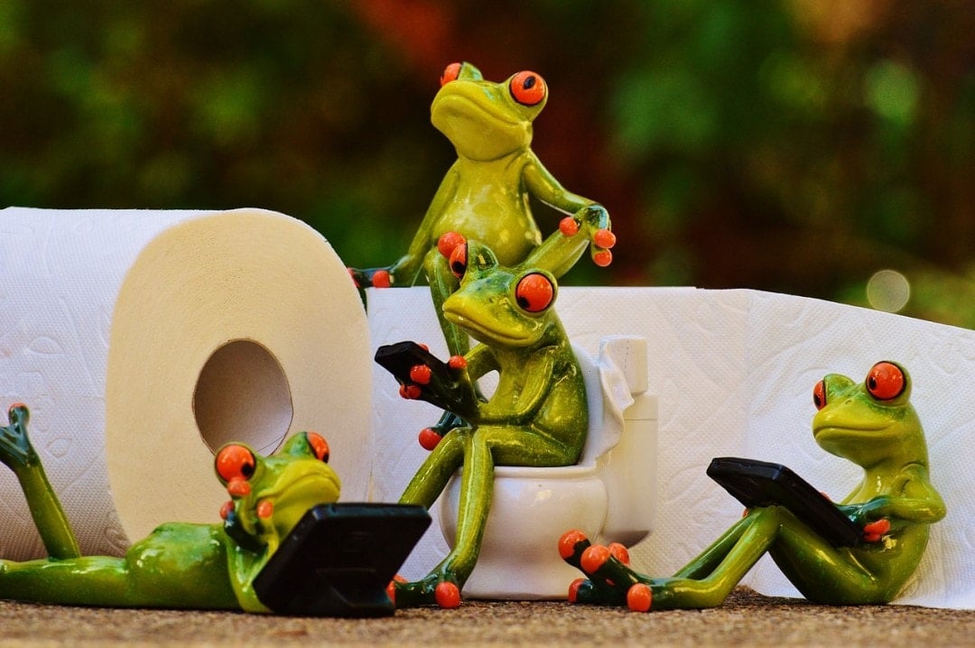 Happy Frogs packing toilet paper with their toiletries list