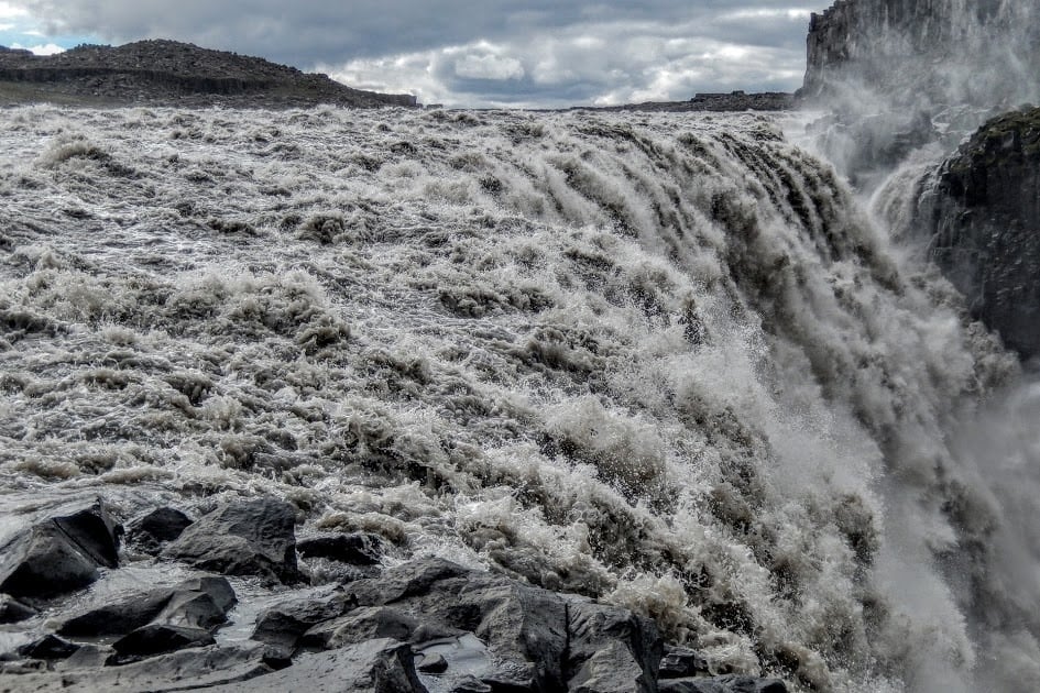 Dettifoss Waterfall on a cloudy day