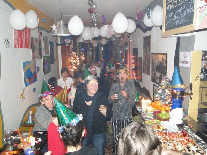 friends partying with party hats and balloons in Chillout Lya Hostel & Bar best hostels in Istanbul