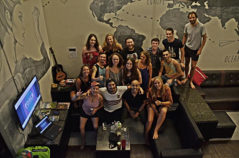 Dorms Best Hostel in Kuala Lumpur. Friends in the TV room common area