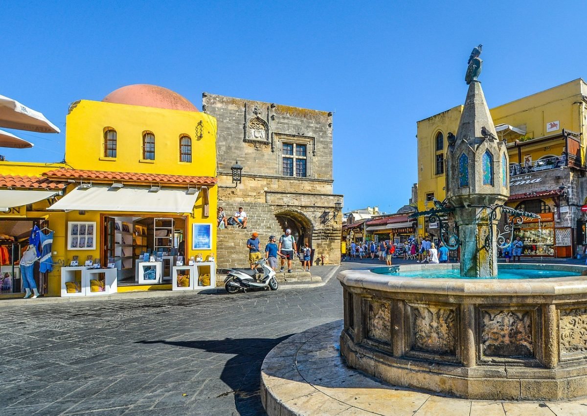 Colourful town in Rhodes, Greece