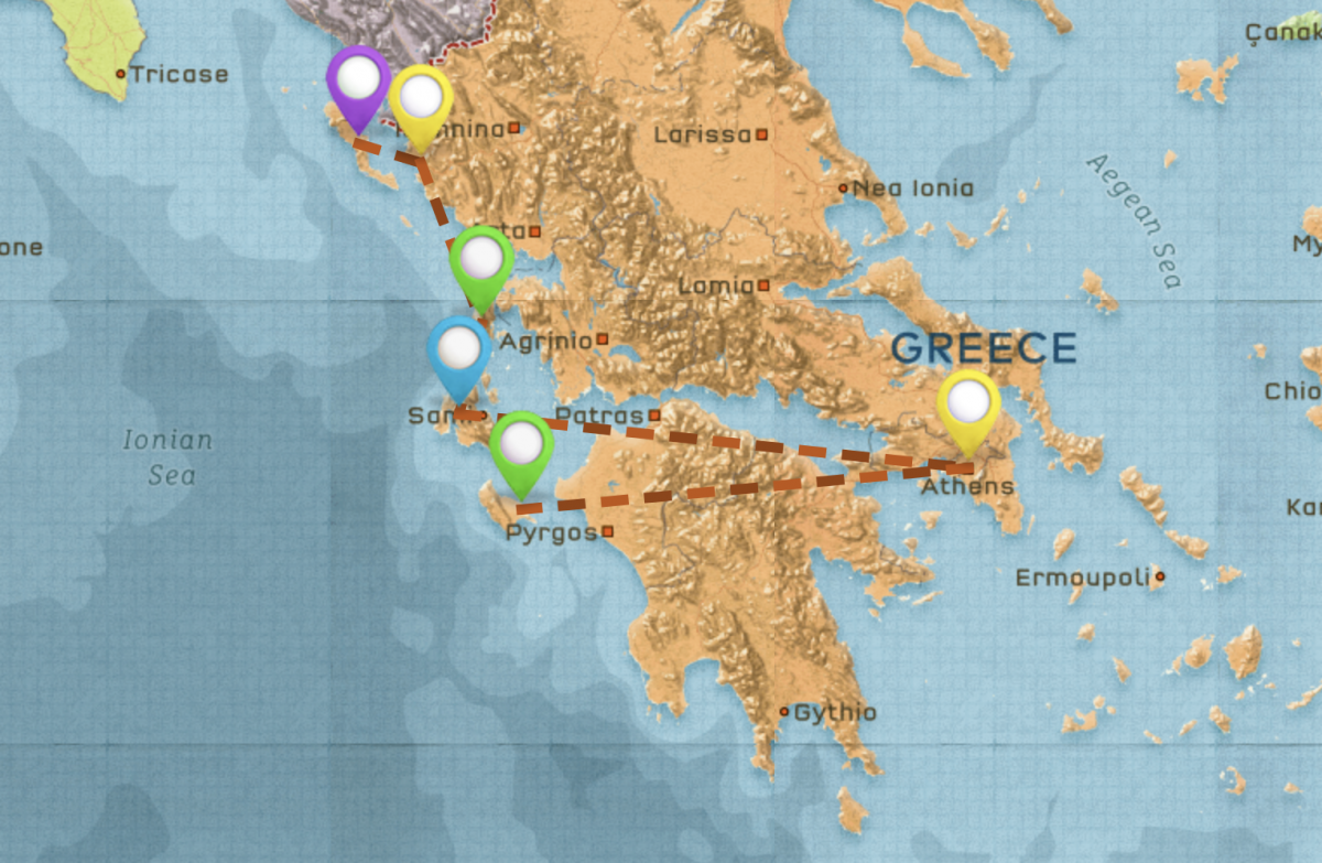 Map of Travel Itinerary for Greece #4