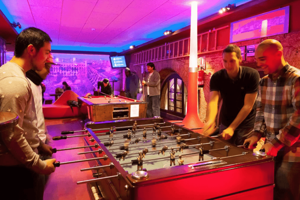 Best Party Hostel in Barcelona #2 - Kabul Party Hostel with foosball table.