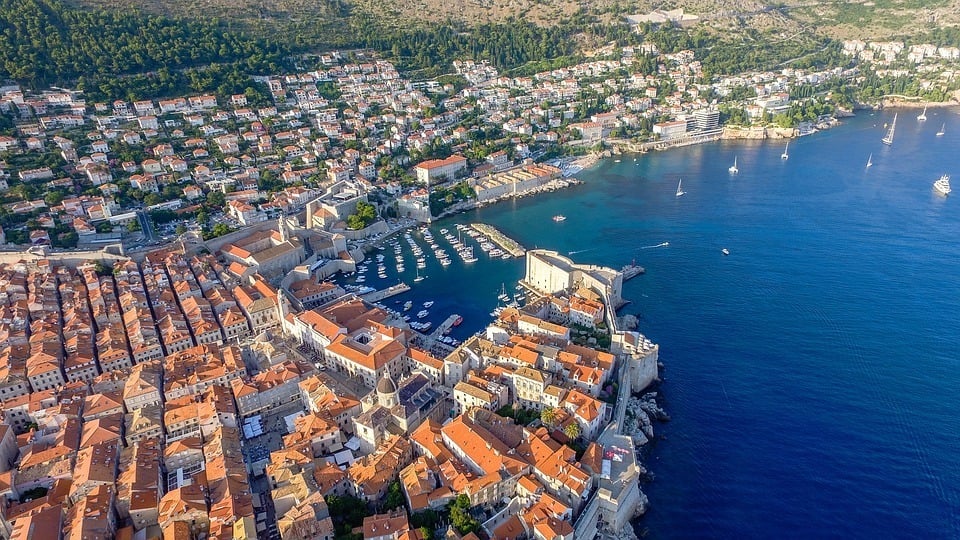 Beautiful city of Dubrovnik from the aerial view  