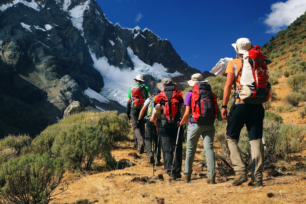 hikers in peru suited up