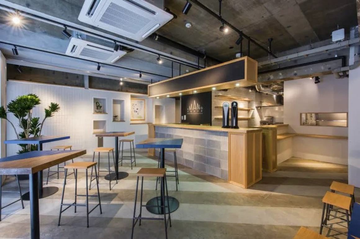 Kitchen and dining area of the Imano Tokyo Hostel