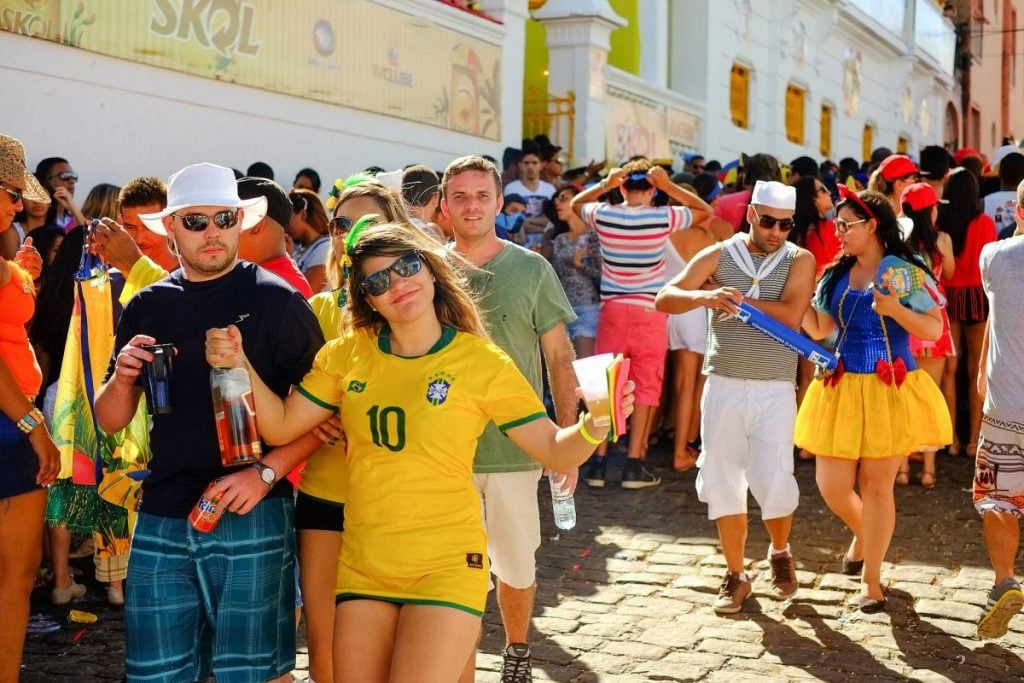 Party people in Olinda Brazil for Carnaval
