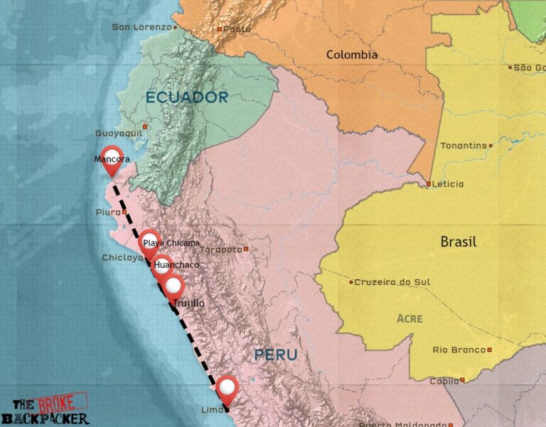 Backpacking Peru The ULTIMATE Peru Travel Guide 2026 Ecuador Coast Map 768x601 