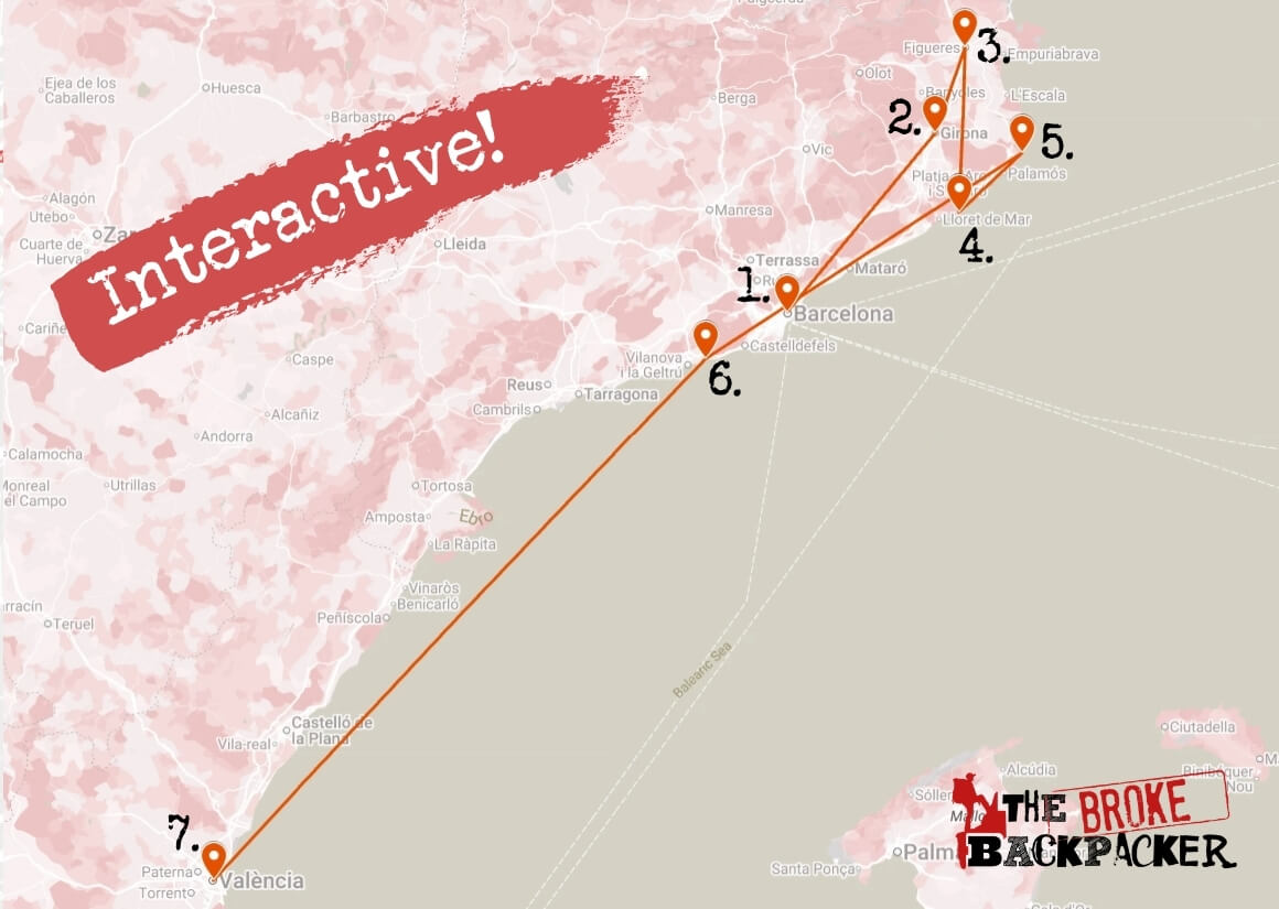 10 day travel itinerary for spain map