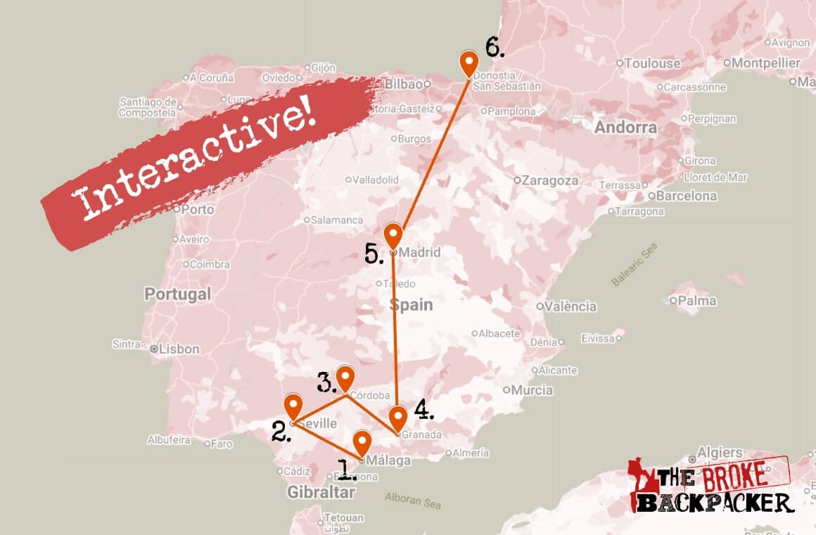 2 week travel itinerary for spain map