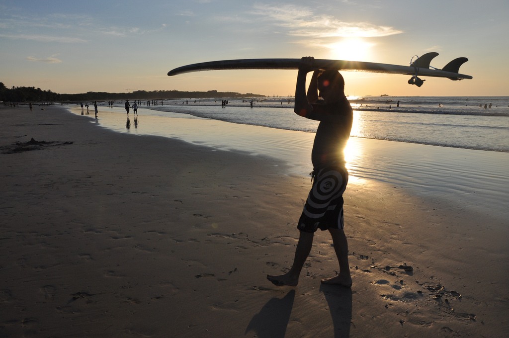 End of the day surfing in Weligama