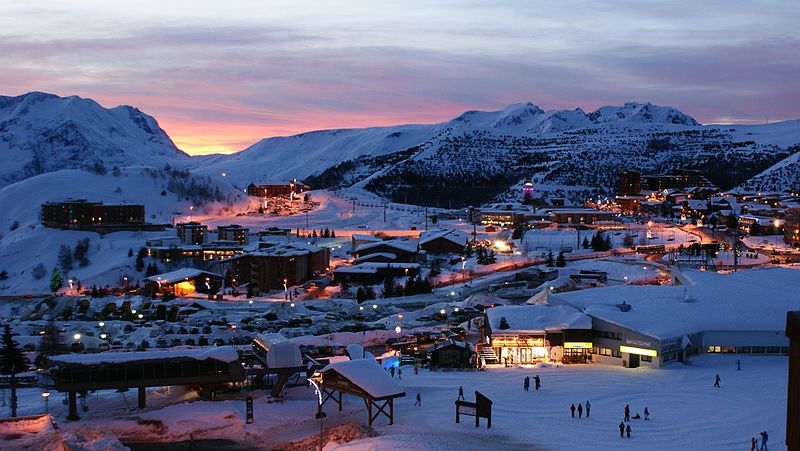 skiing in the french alps