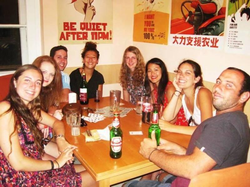 Split Backpackers Best Party Hostel in Split friends sitting at a common table