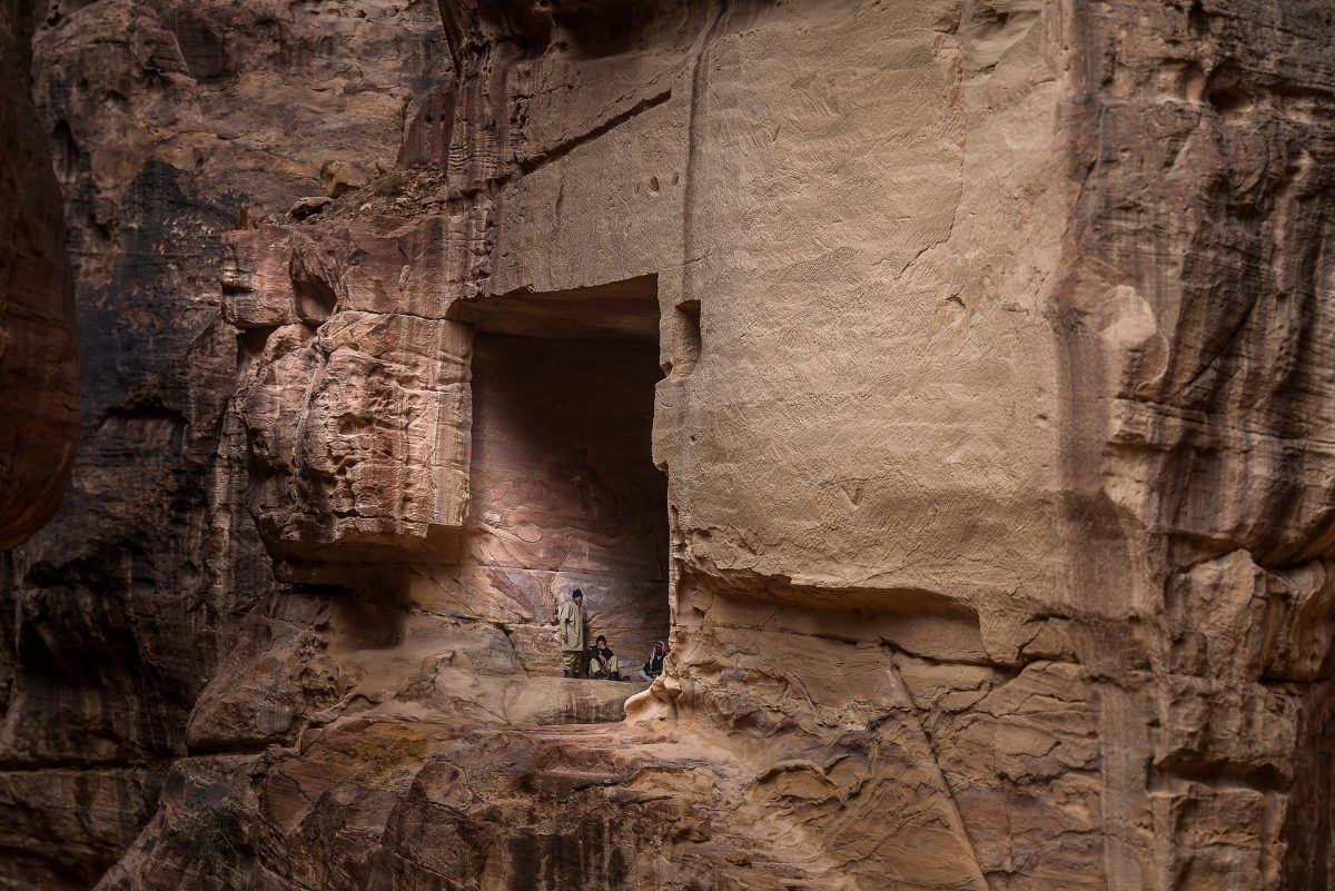 bedouins in the caves of petra jordan