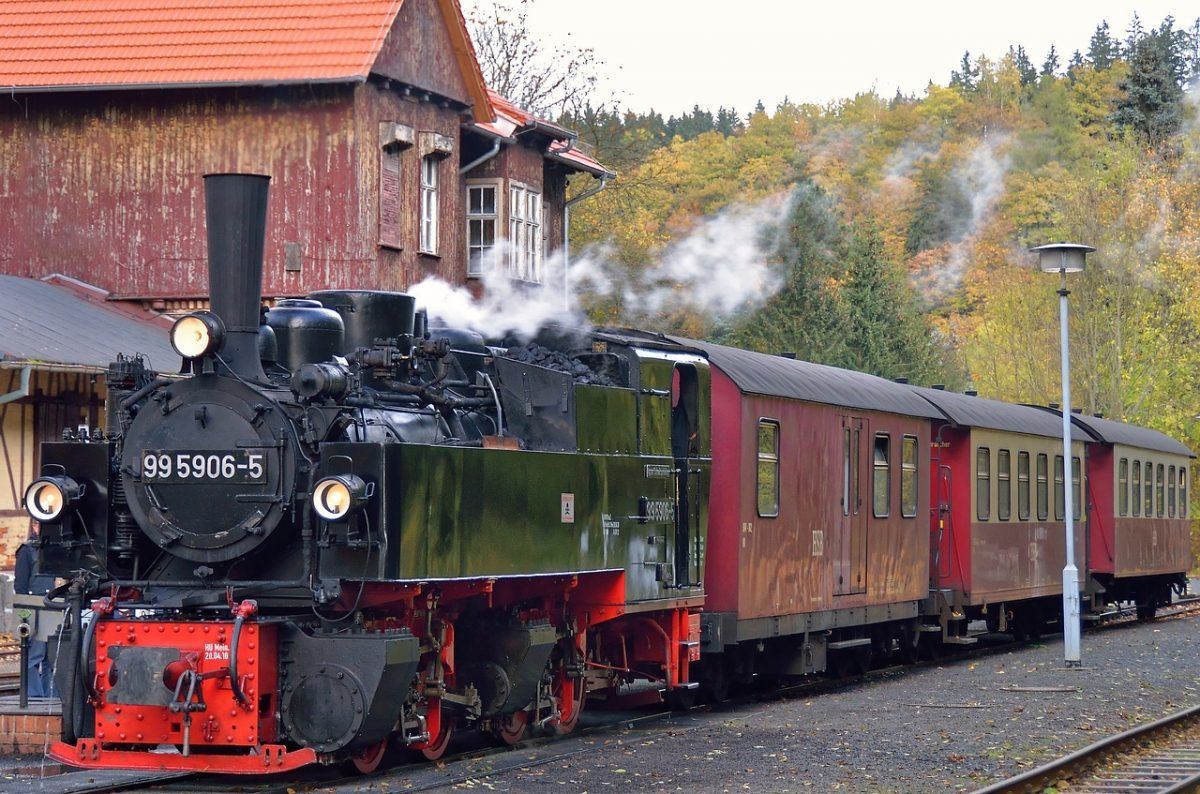 train travel on old train in Europe