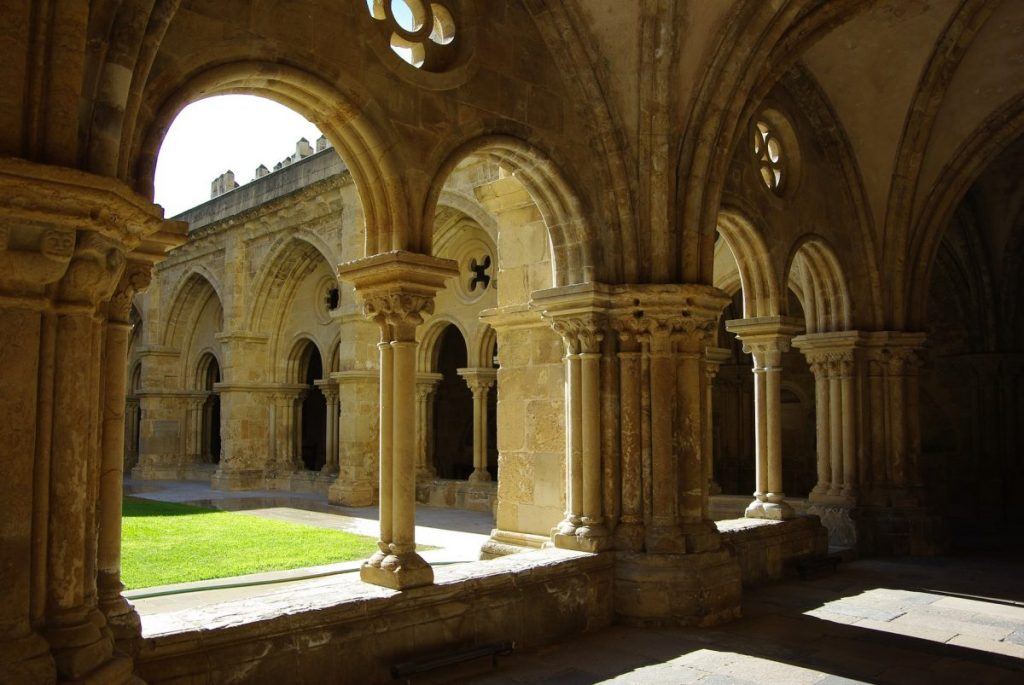 Pillars and hallways of monastery in coimbra