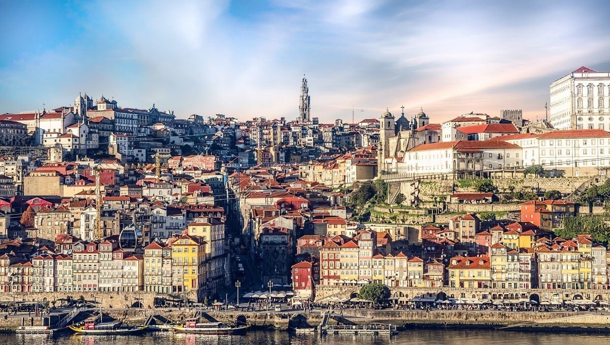 Cit of porto as seen from douro river in portugal