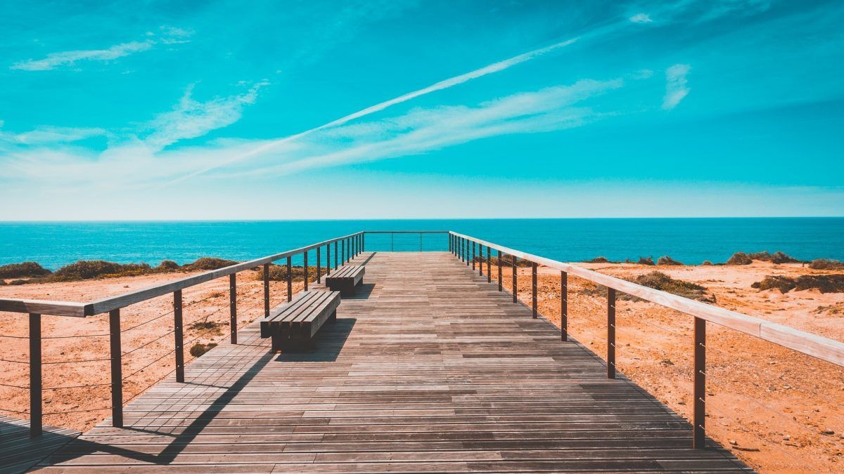 boardwalk on the beach in portugal