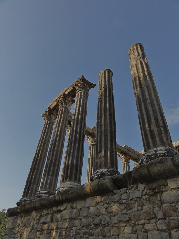 roman ruins in the city of evora portugal