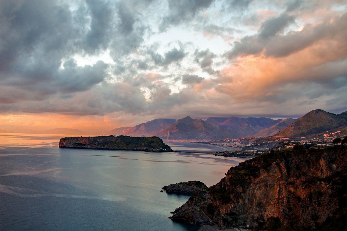 sunset at praia a mare calabria italy