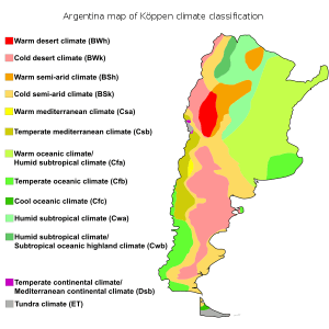 argentina koppen climate classification map