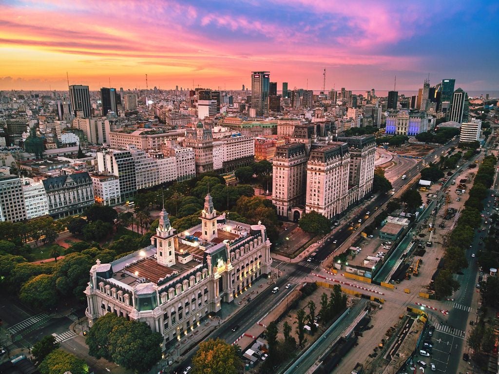 buenos aires and Edificio-Libertador at twilight argentina