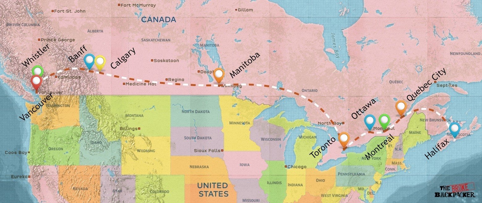 4 week backpacking canada itinerary map