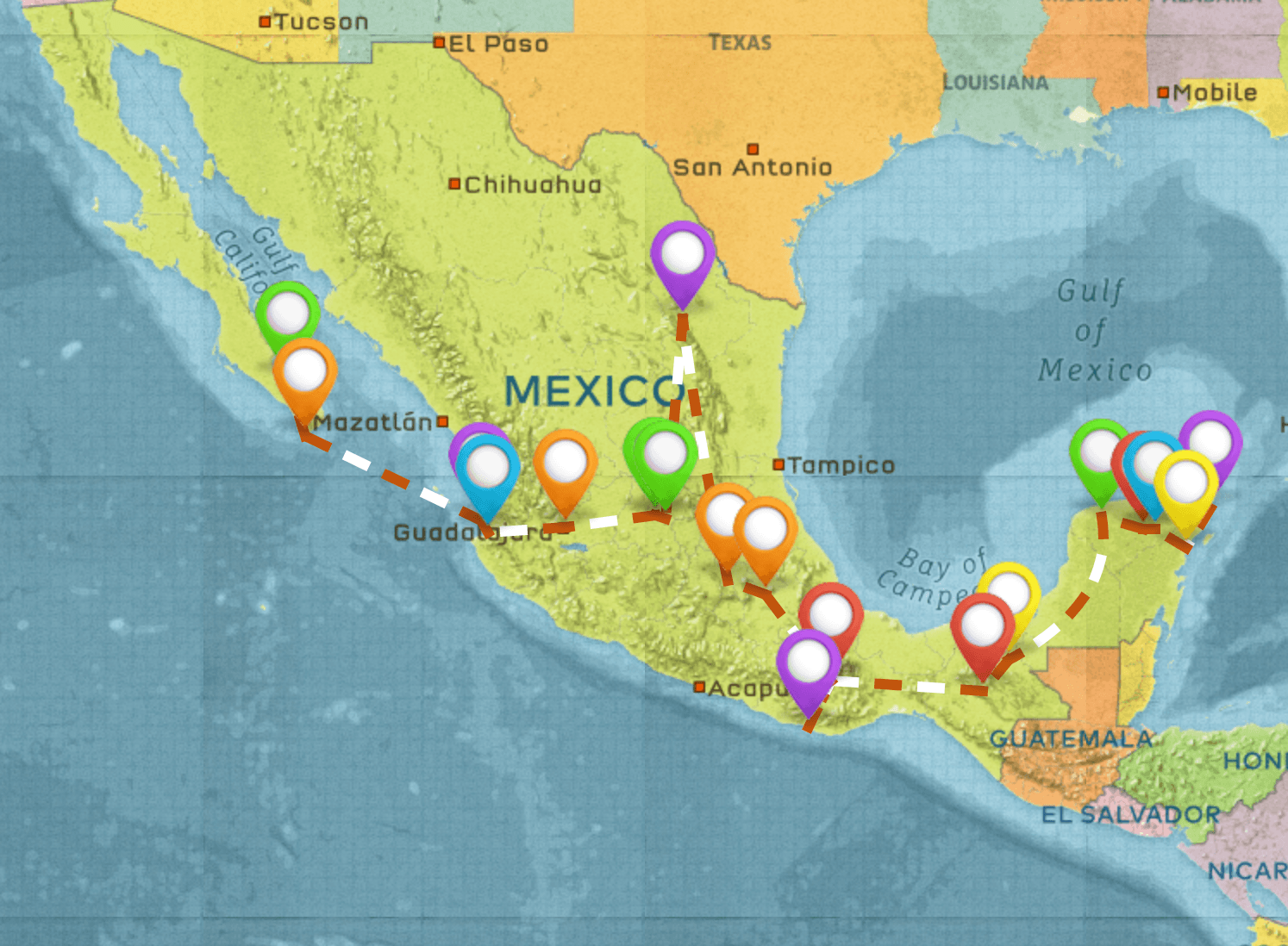 best travel route mexico